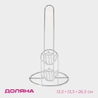 Держатель для бумажных полотенец настольный Доляна «Чайнички», 13,7×13,7×26, 3 см, хромированный
