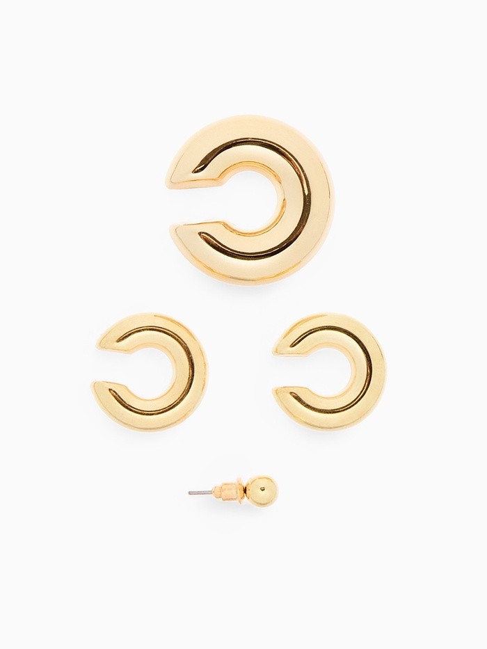 Набор серег и кафф QF «Бублик», 4 шт. три дуги, цвет золото