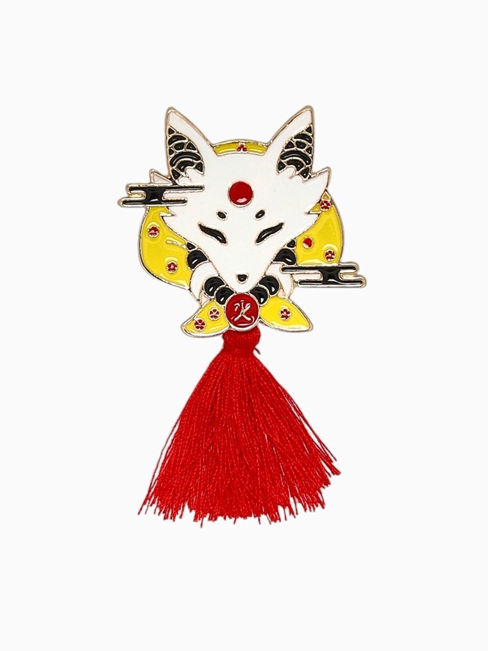 Набор значков (2 шт.) «Кисточки» лиса и заяц, цветные в золоте