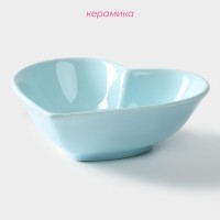 Салатник Доляна «Сердце», 130 мл, 12,5×11,5 см, керамика, цвет голубой
