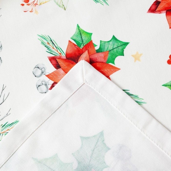 Дорожка на стол новогодняя Christmas red flowers 40*147 см, 100% хлопок, саржа 190гр/м2