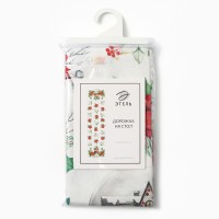 Дорожка на стол новогодняя Christmas red flowers 40*147 см, 100% хлопок, саржа 190гр/м2