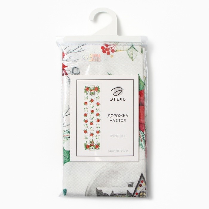 Дорожка на стол новогодняя Christmas red flowers 40*147 см, 100% хлопок, саржа 190гр/м2