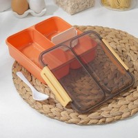 Ланч-бокс «Классика», 2 отделения, 18×18×6 см, цвет МИКС