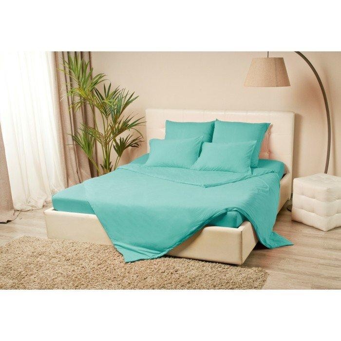 Простыня на резинке «Купу-купу», 90х200х20 см, бирюза, трикотаж