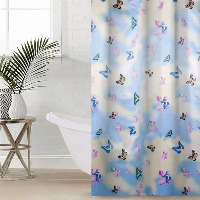Штора для ванны Доляна «Бабочки в небе», 165×180 см, полиэстер