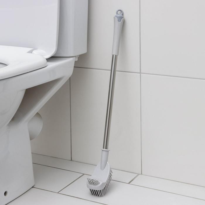 Ёршик для унитаза Доляна, силиконовый, 10×5×58 см, серый