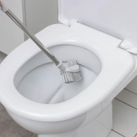 Ёршик для унитаза Доляна, силиконовый, 10×5×58 см, серый