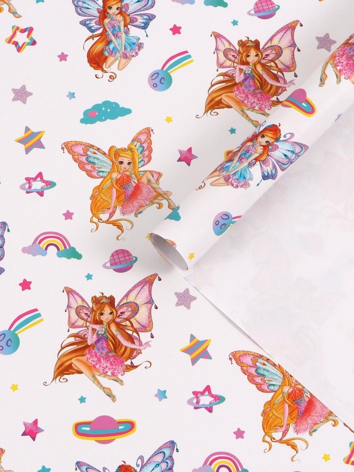 Бумага упаковочная глянцевая «Клуб Винкс», 70×100 см