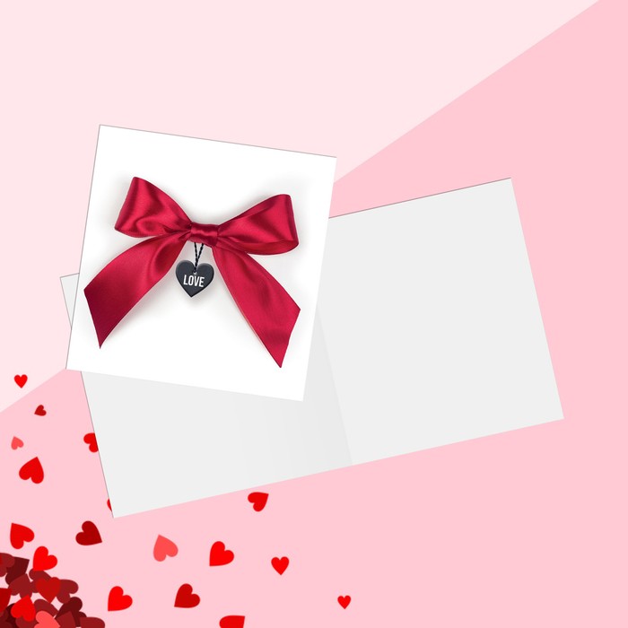 Открытка‒мини «С Днём Влюбленных», бантик, 7 × 7 см