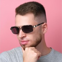 Очки солнцезащитные OneSun, поляризационные, UV 400, дужка 14 см, ширина 15 см, 4.5×6 см, золотые