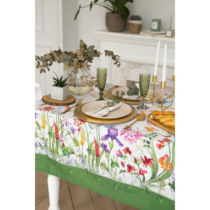 Скатерть Этель "Луговые цветы" 180х150 см, 100 % хлопок, саржа 190 гр/м2