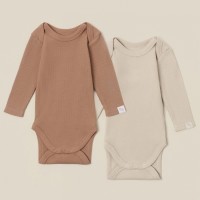 Набор боди 2 шт. SL HOME, рост 62-68 см, цвет бежевый/кофейный