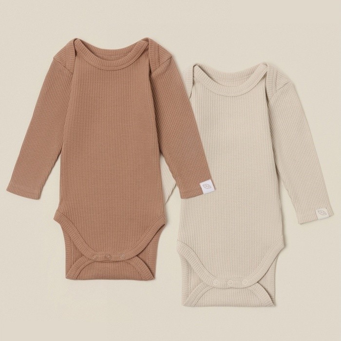 Набор боди 2 шт. SL HOME, рост 62-68 см, цвет бежевый/кофейный