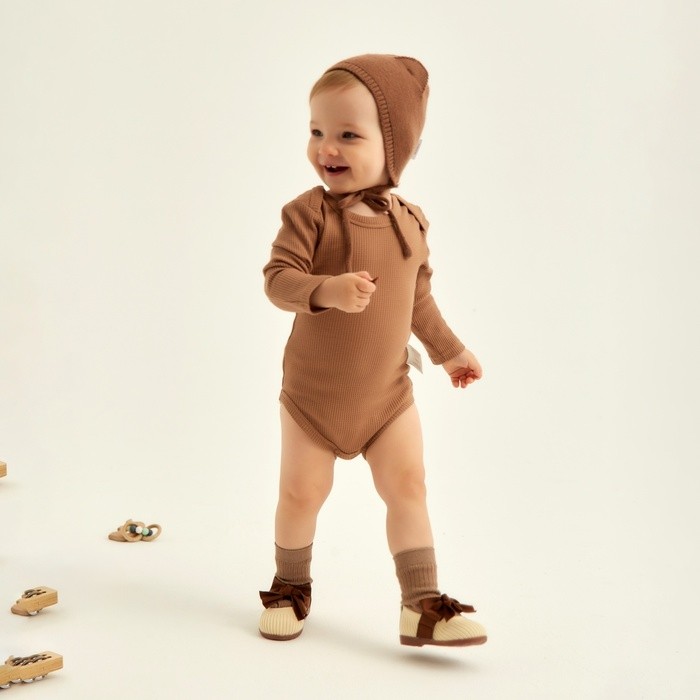 Набор боди 2 шт. SL HOME, рост 62-68 см, цвет бежевый/кофейный