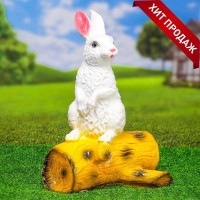 Садовая фигура из гипса «Зайка на бревне», 44×18×27 см
