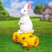 Садовая фигура из гипса «Зайка на бревне», 44×18×27 см