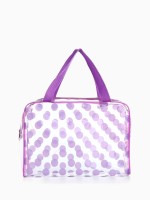 Косметичка-сумка на молнии для бассейна, с ручками, с принтом «Горох», сиреневая
