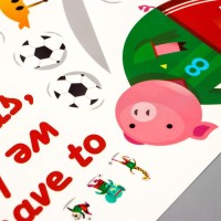 Наклейка пластик интерьерная цветная "Звери-футболисты" 50х70 см