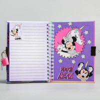 Записная книжка на замочке А6 "Unicorn dreams", Минни Маус, 50 листов