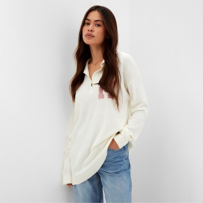 Джемпер с воротником поло женский MIST, молочный, размер S (40-42)