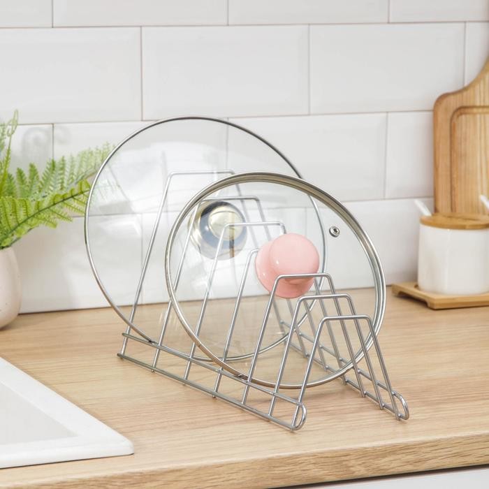 Подставка для крышек, 34×18×16 см, цвет хром