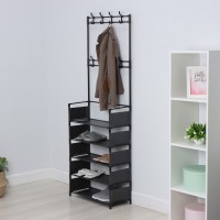 Вешалка - стойка напольная для одежды LaDо́m, с полками для хранения, 5 ярусов, 60×26×172 см, чёрная