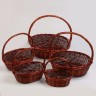 Набор плетёных корзин, 5 шт.: 50×42×15 см, 43×36×14 см, 37×30×12 см, 32×24×10 см, 26×20×9 см, ива, коричневый
