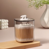 Органайзер для хранения «Медведь», с крышкой, 9×9×13.5 см, белый, прозрачный