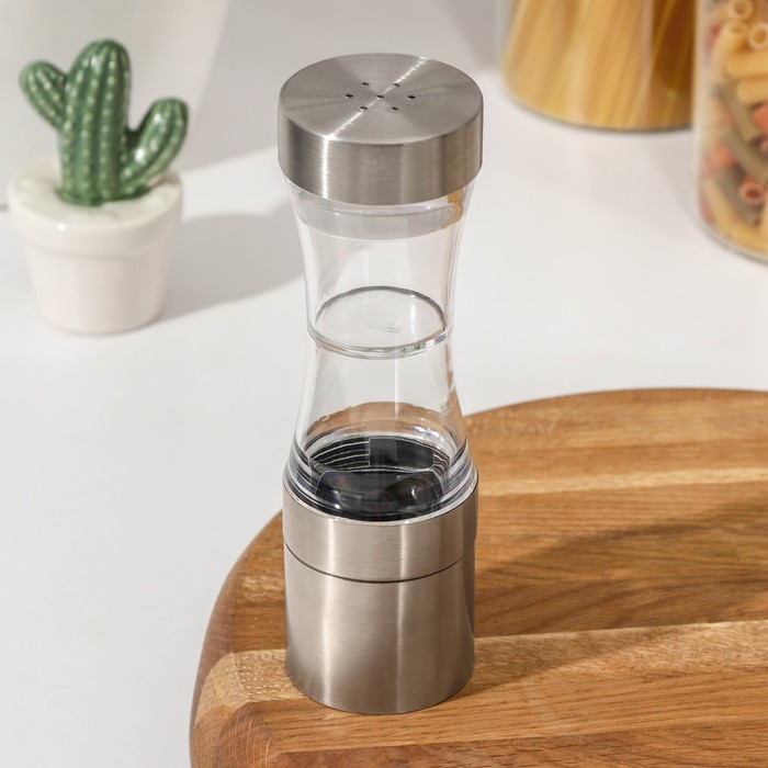 Мельница «Лоста», 17,5×5,3 см, двусторонняя, керамический механизм, цвет металлик