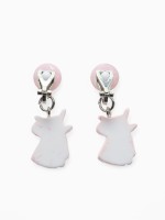 Серьги-клипсы детские «Выбражулька» единорог с жемчужиной, розово-белые