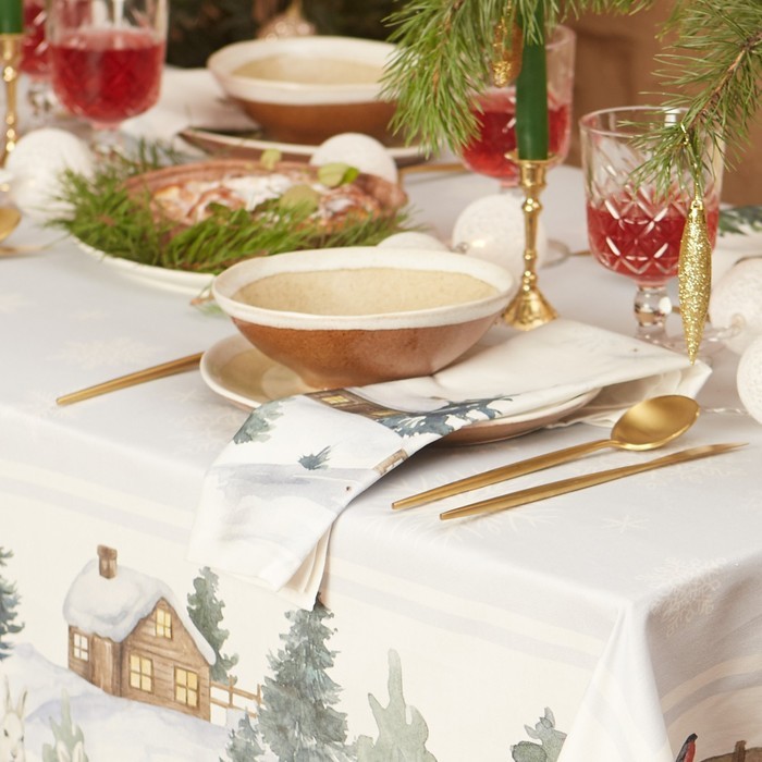 Набор салфеток сервировочных «Этель» Forest animals, 4 шт., белые, 40×40 см