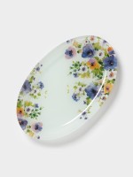 Блюдо сервировочное Доляна «Букет незабудок», 24.5×15×2 см, стекло, рисунок