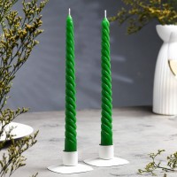 Набор свечей витых, 2,2х 25 см, 2 штуки, зелёный, подвес