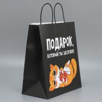 Пакет подарочный крафтовый, упаковка, «Киса», 28×32×15 см