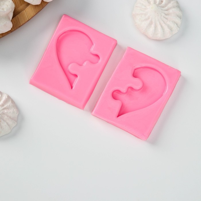 Молд «Половинки», 6×4,5×0,9 см, цвет розовый