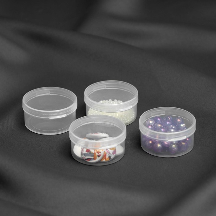Набор баночек для мелочей, d=4.5×2.2 см, 4 шт., прозрачный