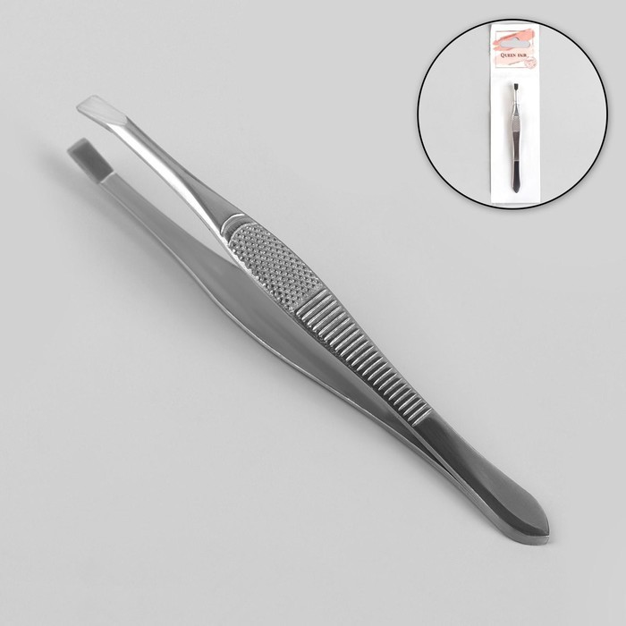 Пинцет прямой, узкий, 9 см, цвет серебристый