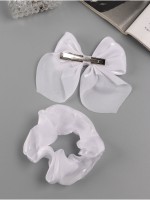 Набор для волос "Школьница" (резинка 10 см, зажим 9 см) классик объём, белый