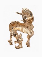 Брошь «Волшебный единорог», цветная в золоте