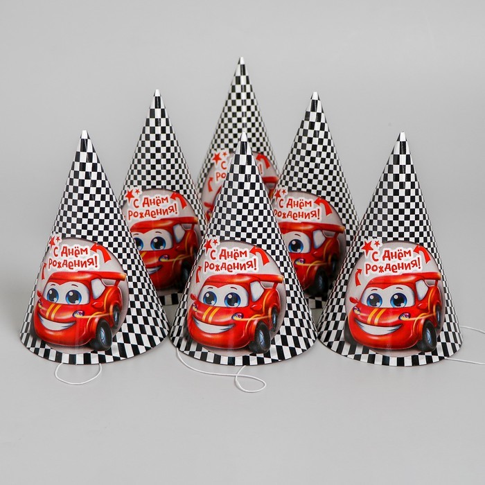 Бумажный колпак «С днём рождения», тачка