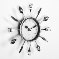Часы настенные, серия:Кухня, "Вилки, ложки, поварешки", плавный ход, 25 х 25 см, d=11 см
