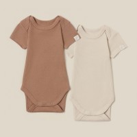 Набор боди 2 шт. SL HOME, рост 62-68 см, цвет бежевый/кофейный