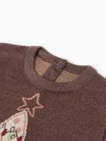 Джемпер вязаный новогодний Крошка Я "Новогодние игрушки" рост 68-74 см, цвет коричневый