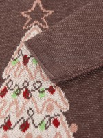 Джемпер вязаный новогодний Крошка Я "Новогодние игрушки" рост 68-74 см, цвет коричневый