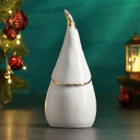 Фигура "Гном круглый" 24х10х9см, белый с позолотой