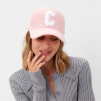 Бейсболка женская тёплая MINAKU барашек, размер 56-58, розовая