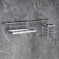 Рейлинговая система для кухни Доляна, базовый набор, 10 предметов, хромированная