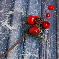 Новогодняя ветка декоративная «Зимнее волшебство. Очарование», пластик, шишка, ягоды, зелень, 18 см