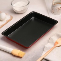 Противень Доляна «Ренард. Прямоугольник», 25×17×3 см, антипригарное покрытие, цвет красный